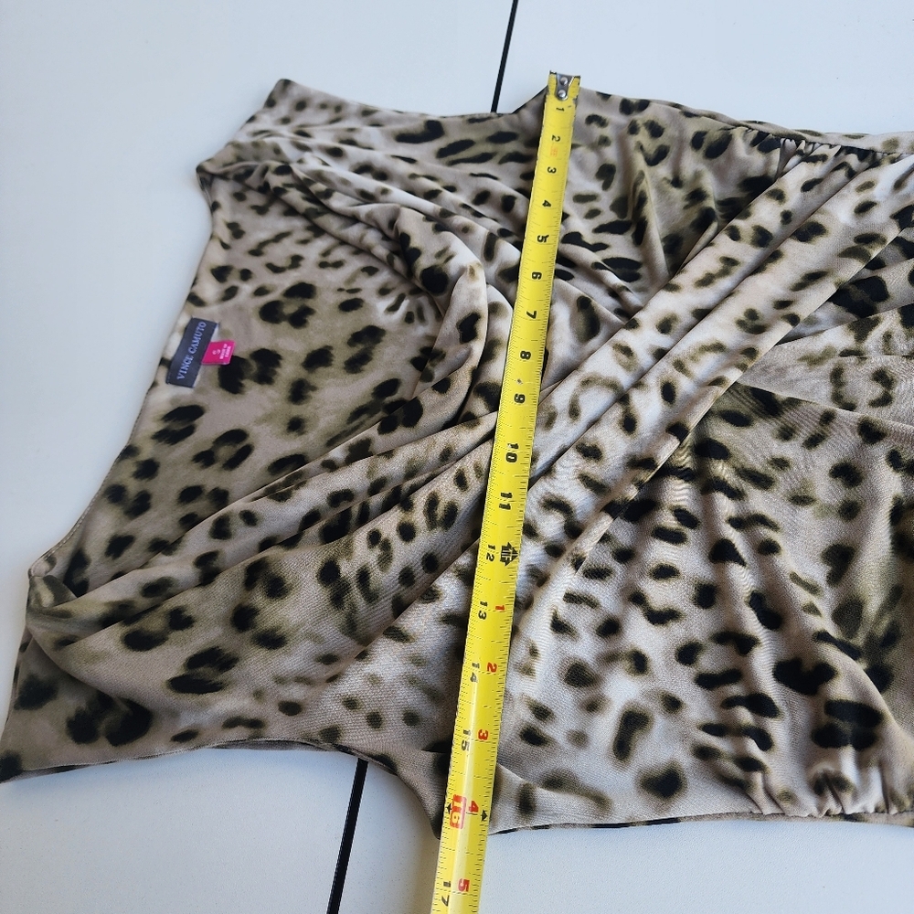 Vince Camuto Leopard Print Sleeveless Ruched Dress Stretch Tan Brown Sz S - Picture 10 of 14